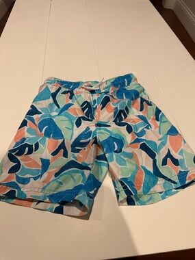 Old Navy Palm Leaf Swim Trunks - Blue, Coral & Mint